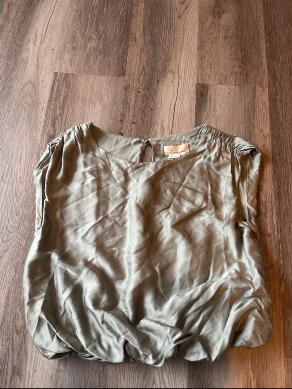 Anthropologie Olive Green Cap Sleeve Blouse